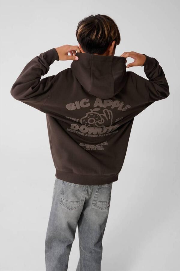 Shoeby hoodie met backprint donkerbruin - Foto 3