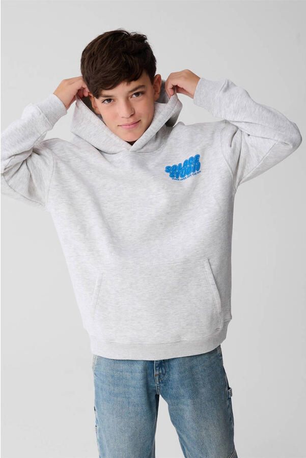 Shoeby hoodie met backprint grijs melange