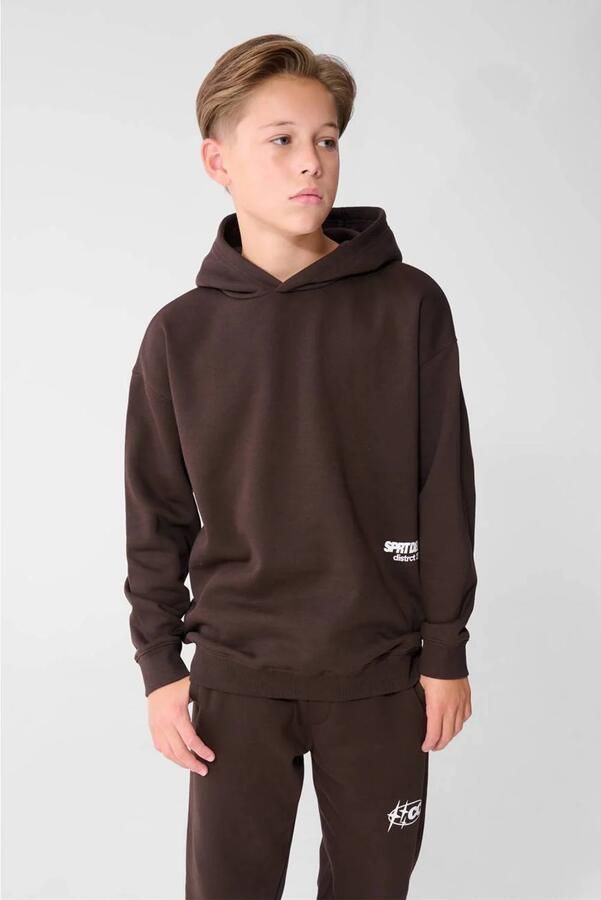 Shoeby hoodie met logo donkerbruin Sweater Logo