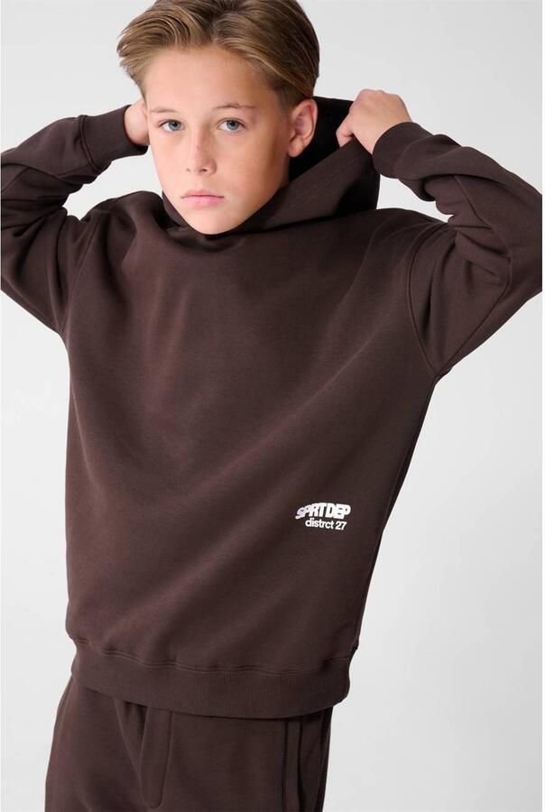 Shoeby hoodie met logo donkerbruin Sweater Logo - Foto 2