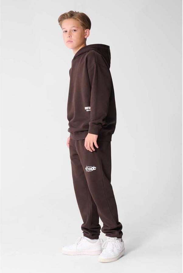 Shoeby hoodie met logo donkerbruin Sweater Logo - Foto 3