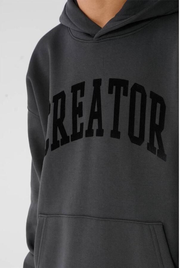 Shoeby hoodie met tekst antraciet Sweater Zwart Tekst - Foto 2