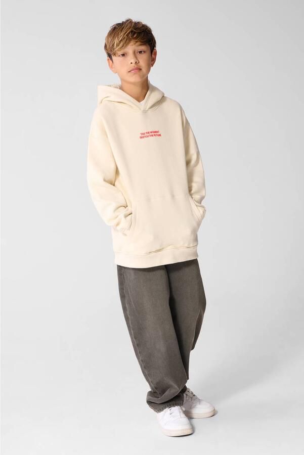 Shoeby hoodie met tekstprint off white Sweater Ecru Tekst