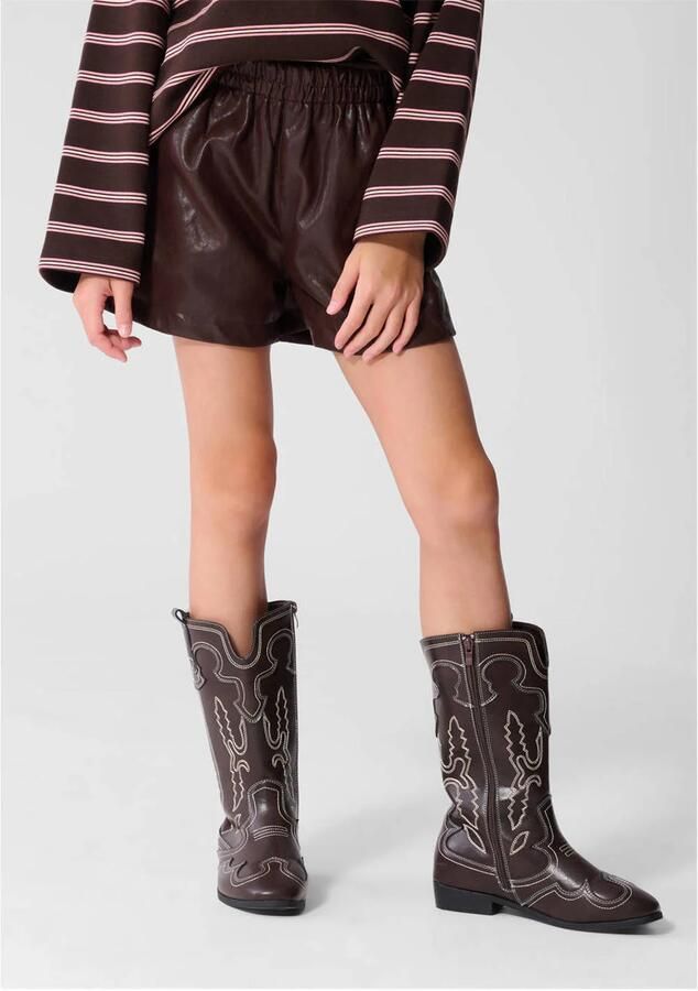 Shoeby imitatieleren high waist casual short donkerbruin