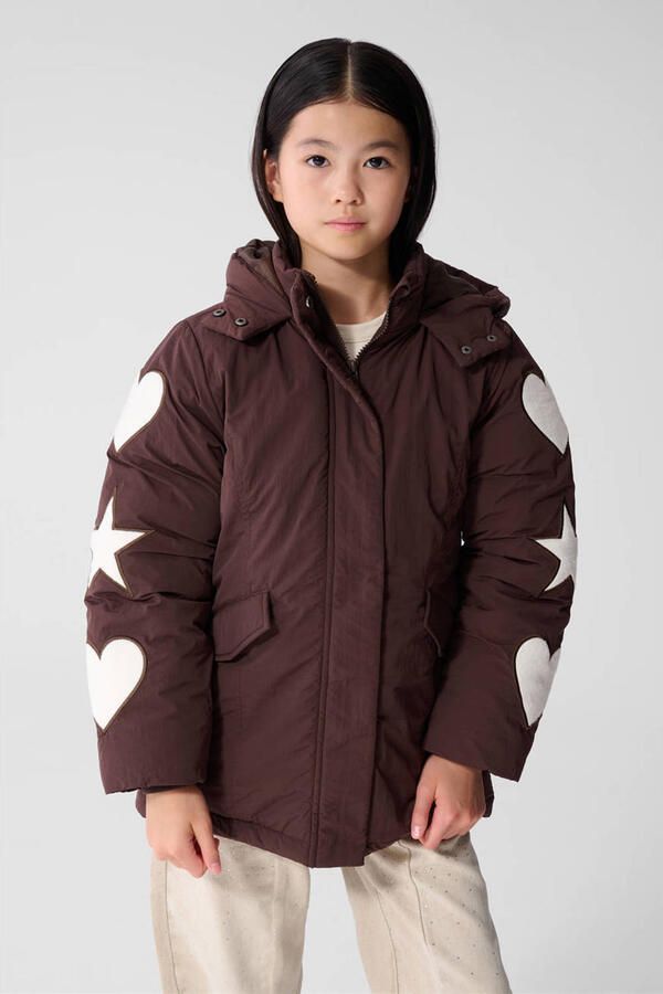 Shoeby winterparka met print donkerbruin
