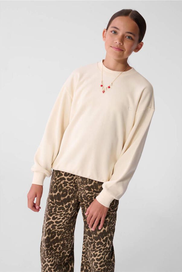 Shoeby sweater met glitters en backprint ecru