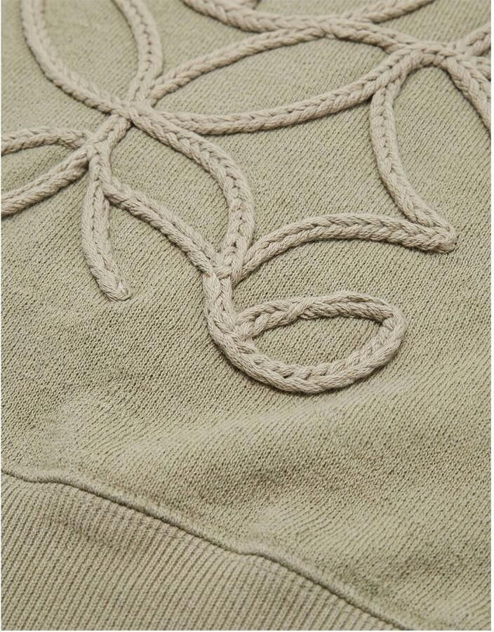 Shoeby relaxed fit sweater met borduursels en backprint groen - Foto 2