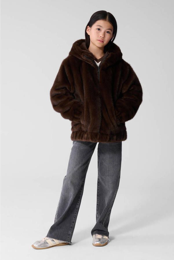 Shoeby imitatiebont faux fur jas donkerbruin