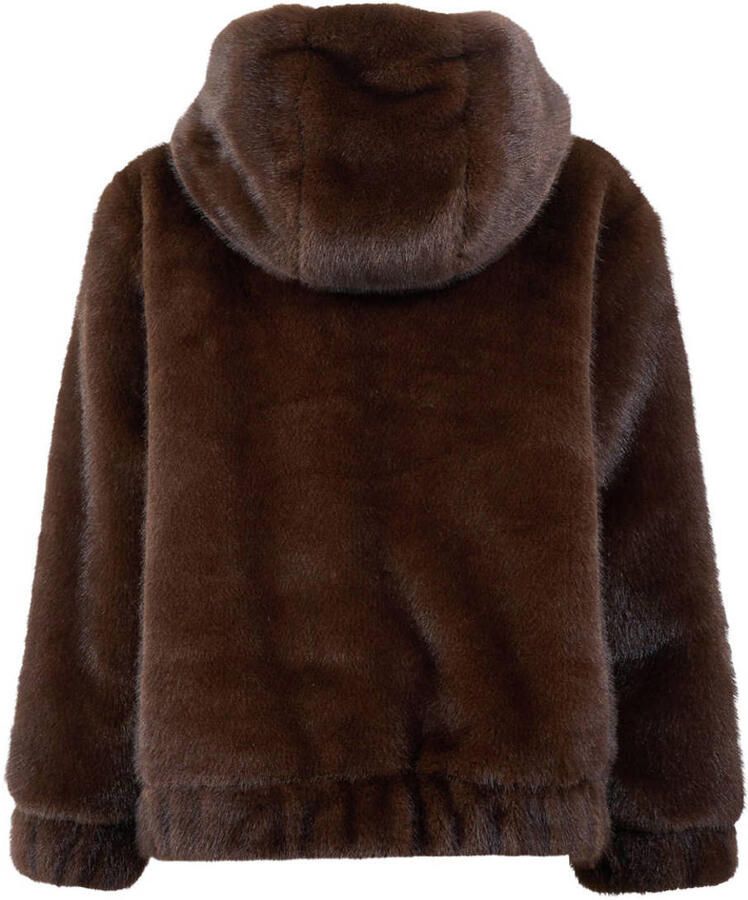 Shoeby imitatiebont faux fur jas donkerbruin - Foto 2
