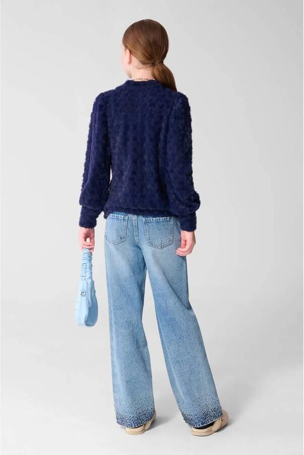 Shoeby imitatiebont longsleeve donkerblauw Meisjes Polyamide Opstaande kraag - Foto 2