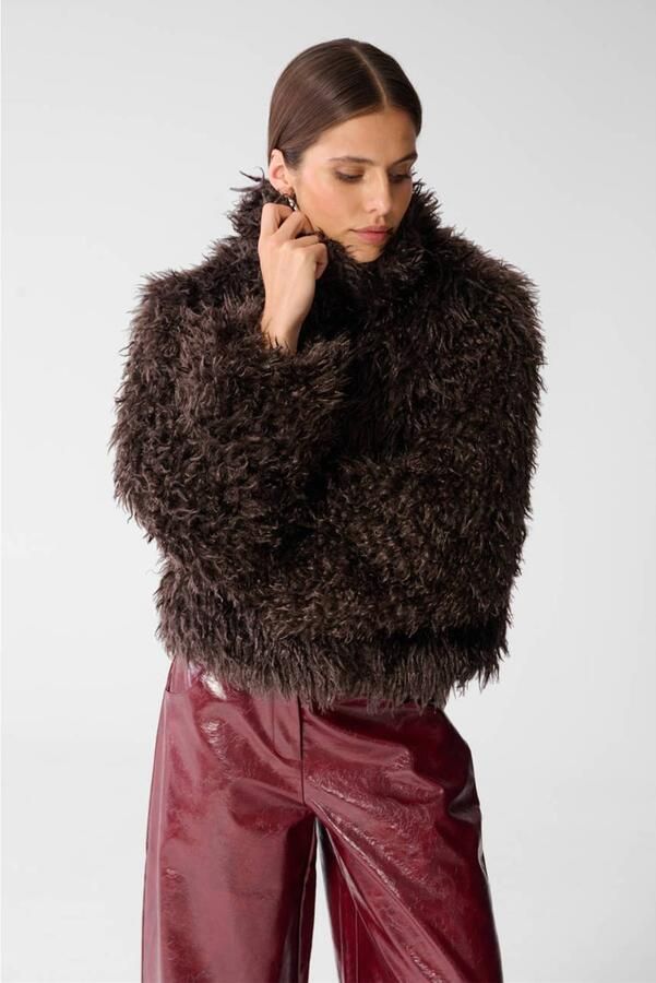 Shoeby imitatiebont winter faux fur jas bruin