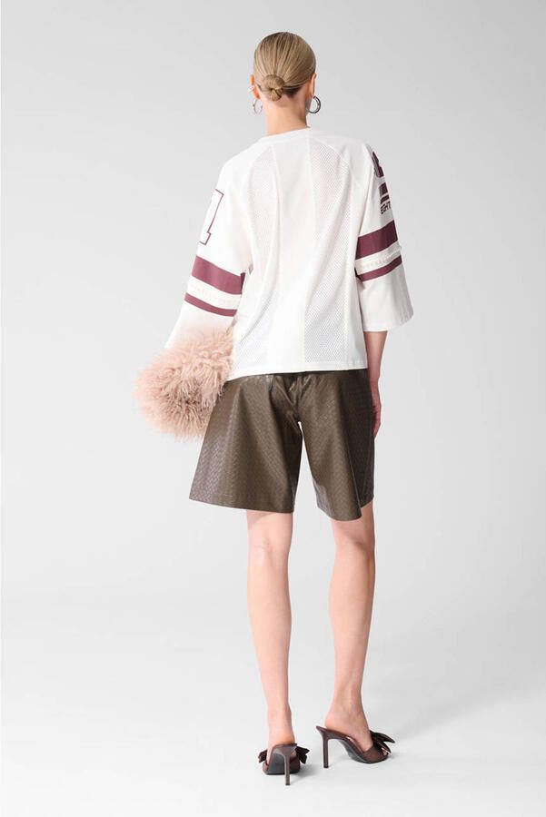 Shoeby imitatieleren wide leg bermuda short bruin - Foto 3