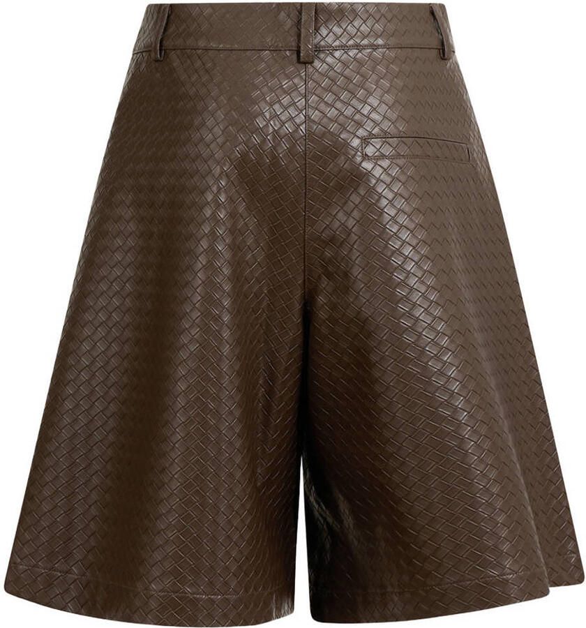 Shoeby imitatieleren wide leg bermuda short bruin - Foto 2