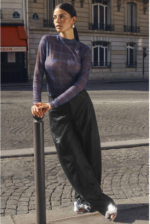 Shoeby imitatieleren wide leg broek zwart - Foto 2