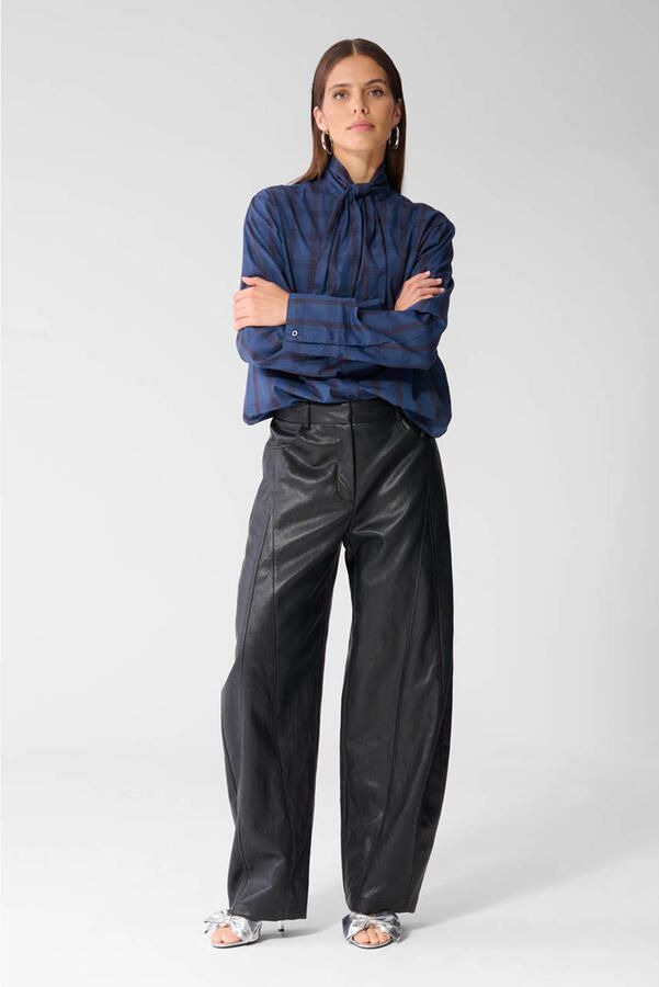 Shoeby imitatieleren wide leg broek zwart - Foto 3