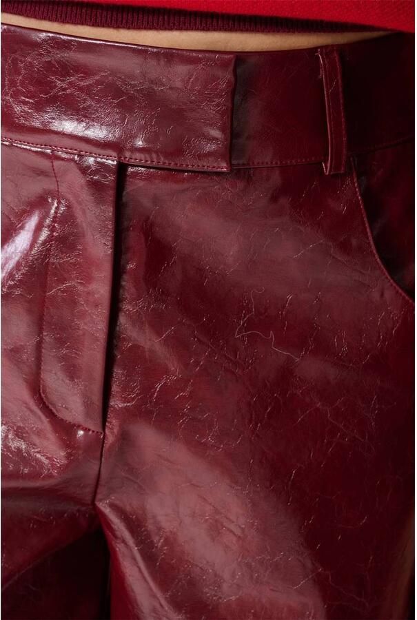 Shoeby imitatieleren wide leg pantalon donkerrood - Foto 2