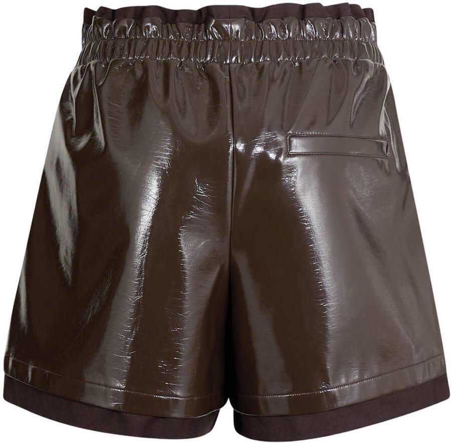 Shoeby imitatieleren wide leg paperbag short bruin - Foto 2