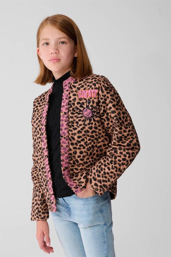 Shoeby jasje voor binnen met panterprint bruin - Foto 2