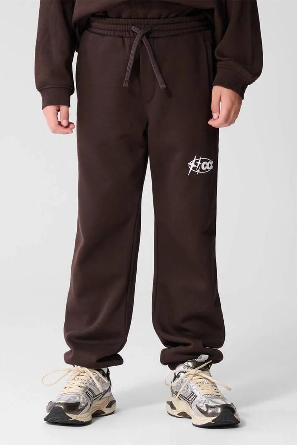 Shoeby joggingbroek met tekst donkerbruin Jongens Sweat Tekst