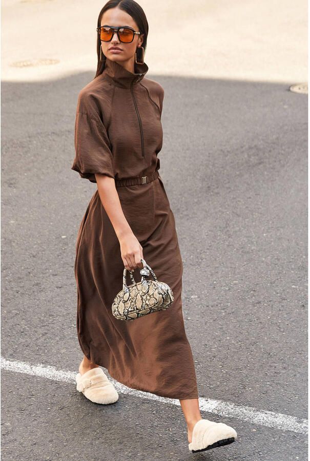Shoeby jurk met col bruin - Foto 2