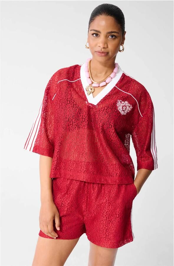 Shoeby kanten T-shirt met print rood