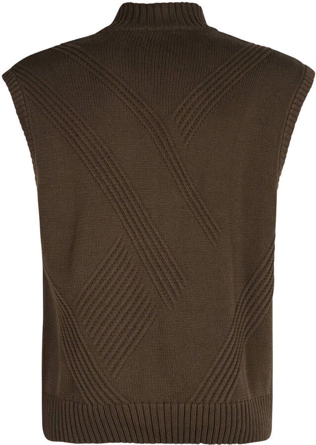 Shoeby katoenen gebreid vest donkerbruin - Foto 2