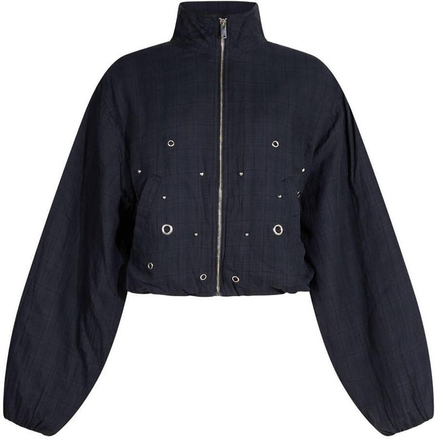Shoeby katoenen geruit bomberjack met studs donkerblauw