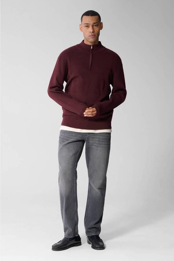 Shoeby katoenen relaxed fit gebreide trui donkerrood - Foto 3