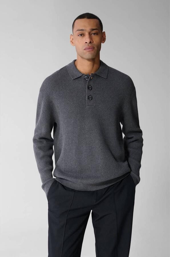 Shoeby katoenen relaxed fit gebreide trui grijs