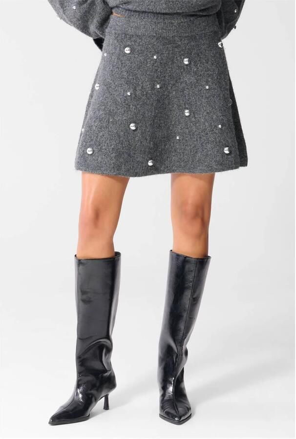 Shoeby korte A-lijn rok met studs grijs