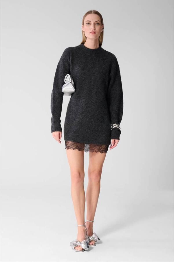 Shoeby korte gebreide jurk met wol antraciet