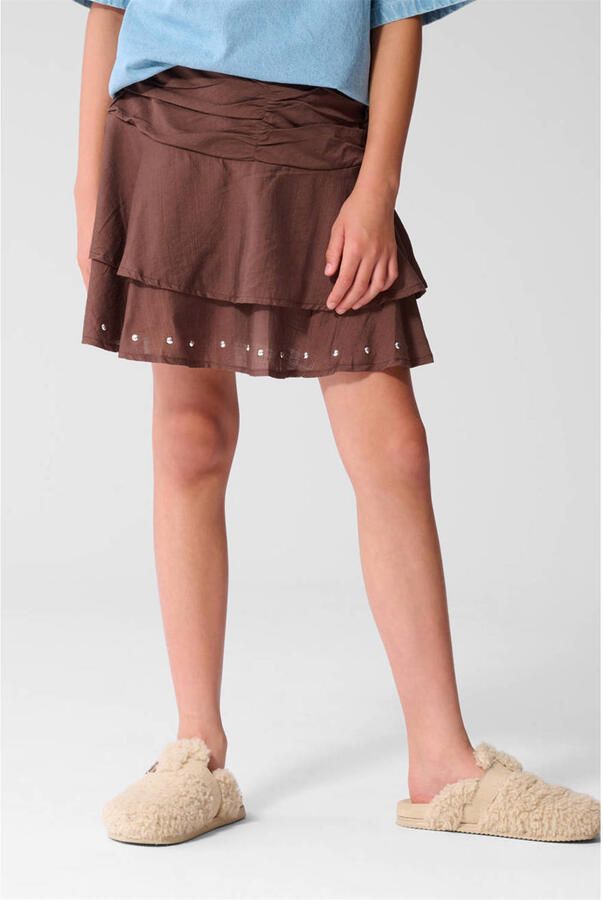 Shoeby korte rok met studs bruin