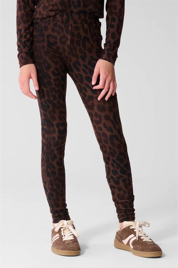 Shoeby legging met panterprint donkerbruin