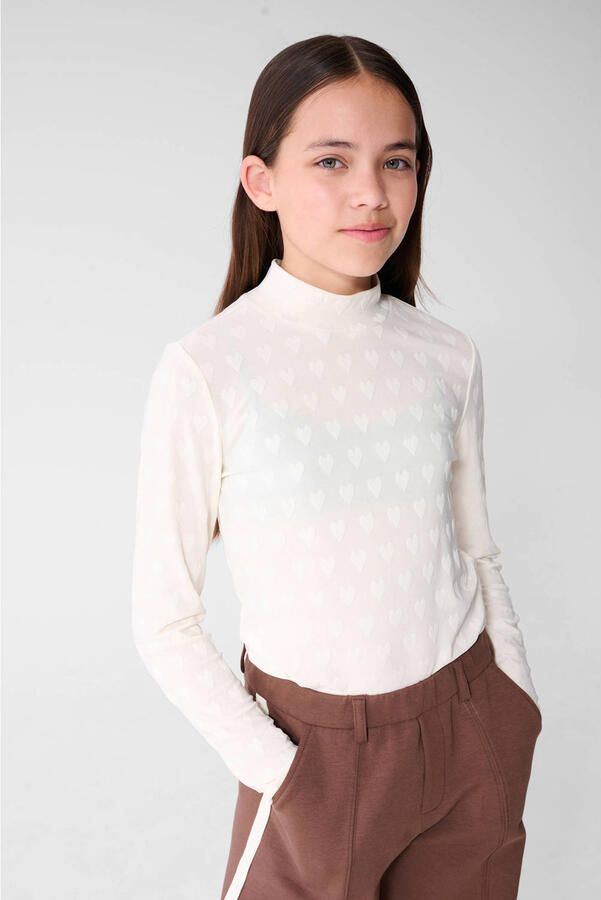 Shoeby longsleeve met hartjes ecru