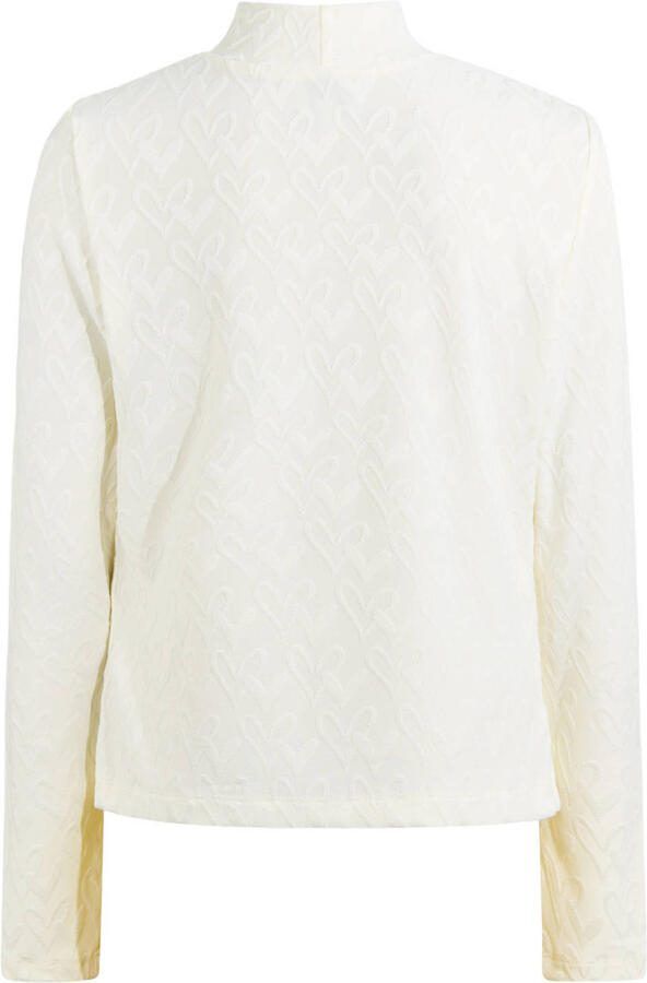 Shoeby longsleeve met hartjes en textuur gebroken wit - Foto 4