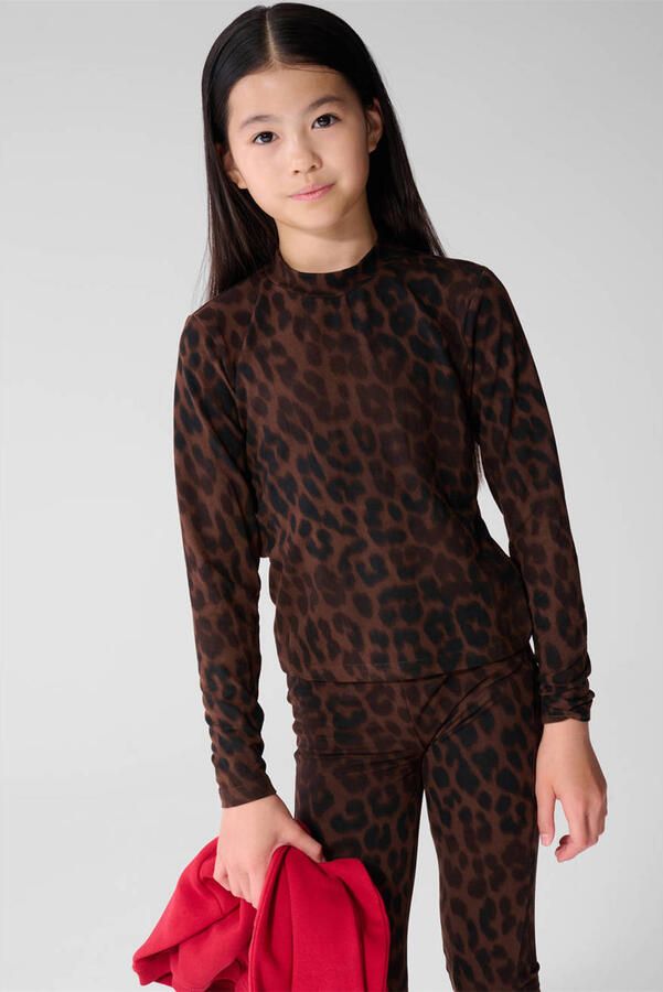 Shoeby longsleeve met panterprint donkerbruin