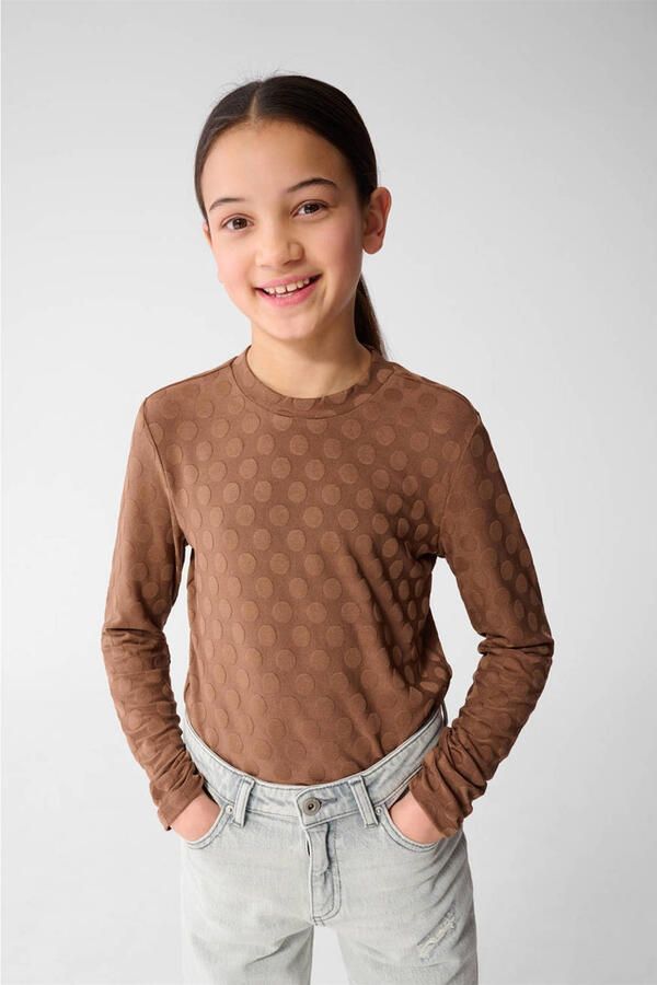Shoeby longsleeve met stippen bruin