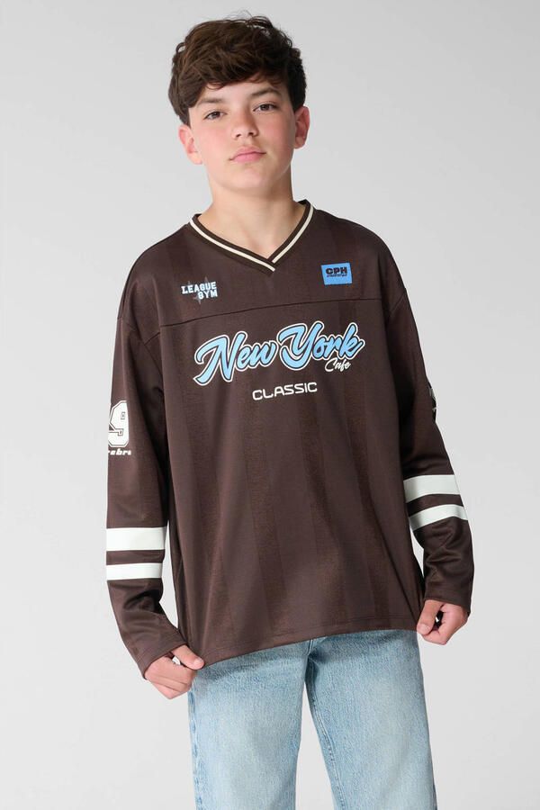 Shoeby longsleeve met tekst bruin