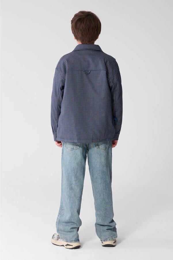 Shoeby loose fit geruit overshirt donkerblauw bordeaux - Foto 3