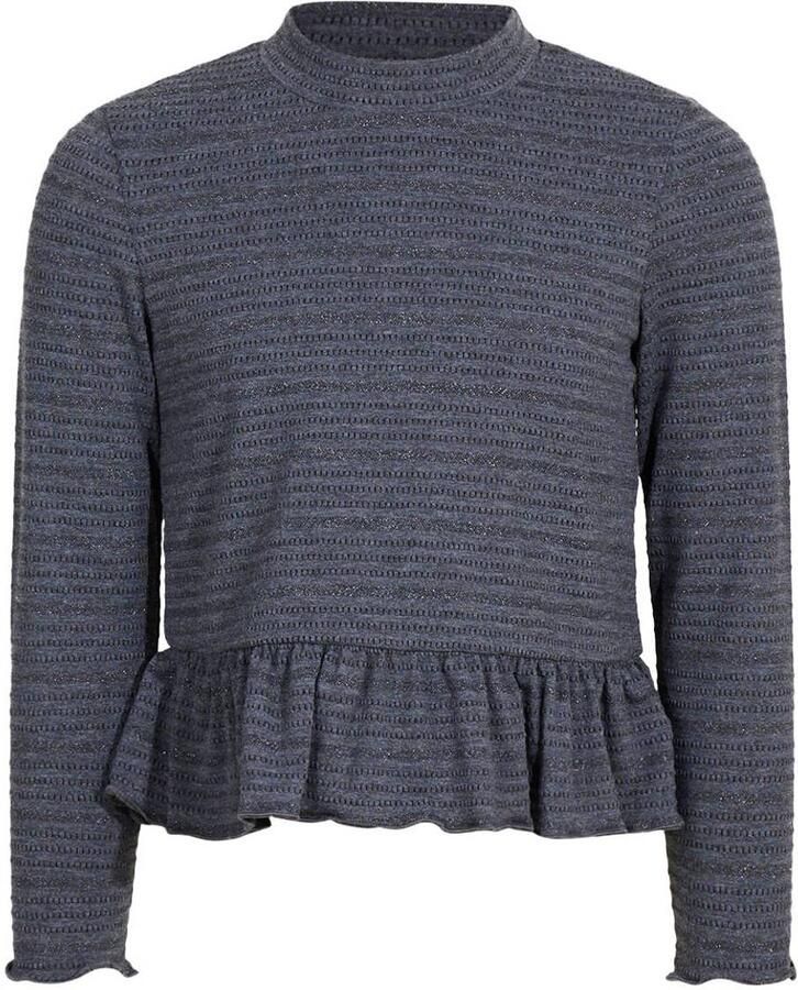 Shoeby metaal gestreepte top met peplum en ruches grijs