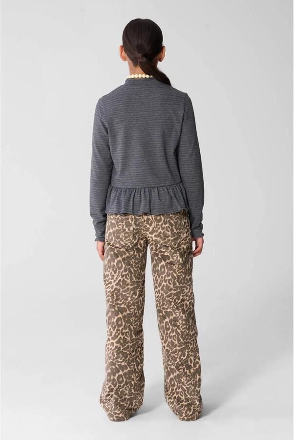 Shoeby metaal gestreepte top met peplum en ruches grijs Meisjes Polyester Opstaande kraag glitter - Foto 2