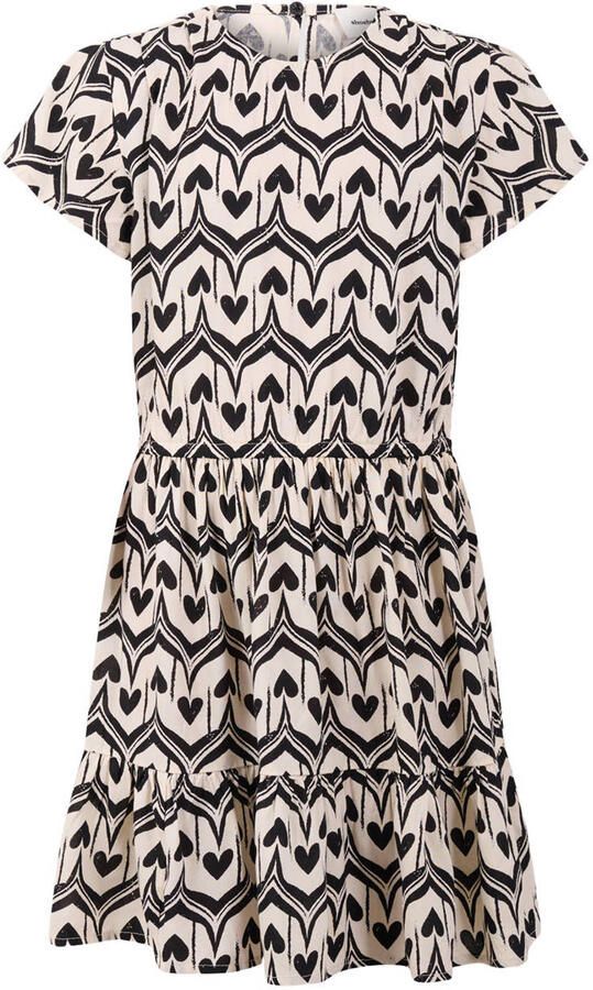 Shoeby midi jurk met plooien en print ecru