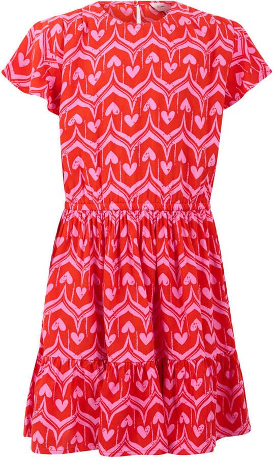 Shoeby midi jurk met plooien en print rood