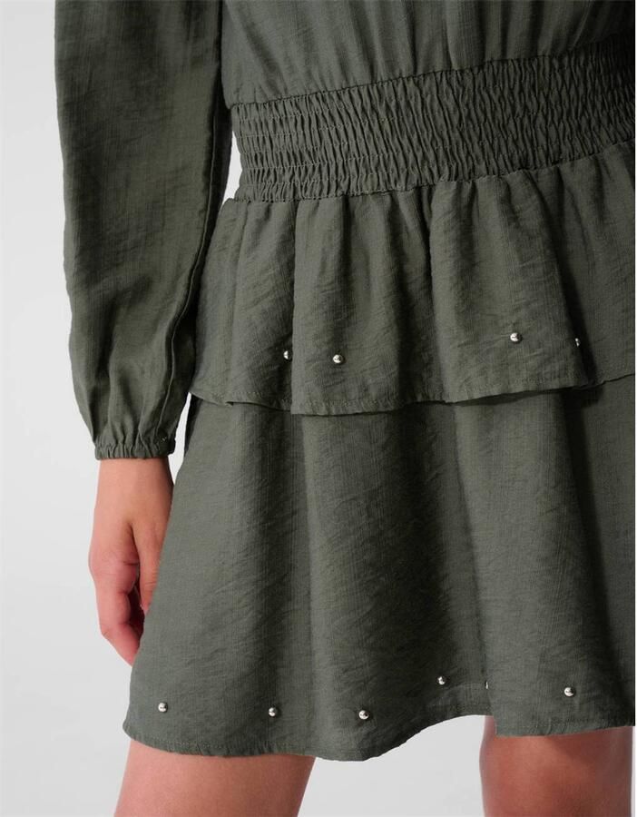 Shoeby midi jurk met smockwerk donkergroen