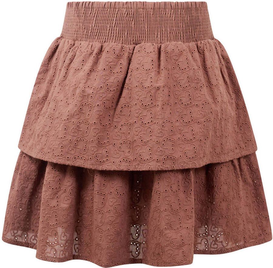 Shoeby midi rok broderie bruin - Foto 2