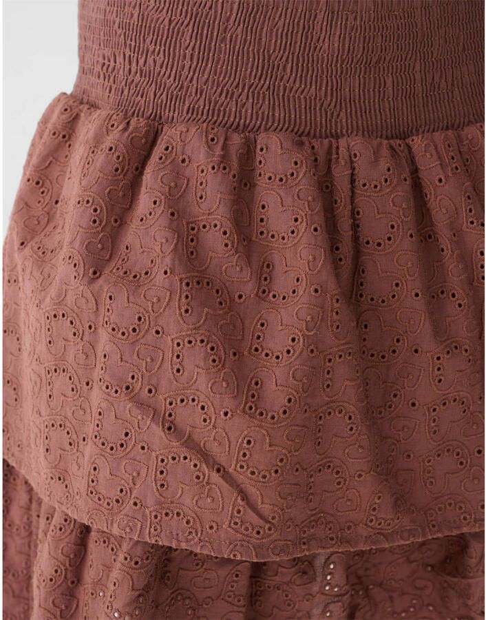 Shoeby midi rok broderie bruin - Foto 3