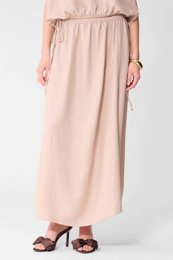 Shoeby midi rok met glitter beige