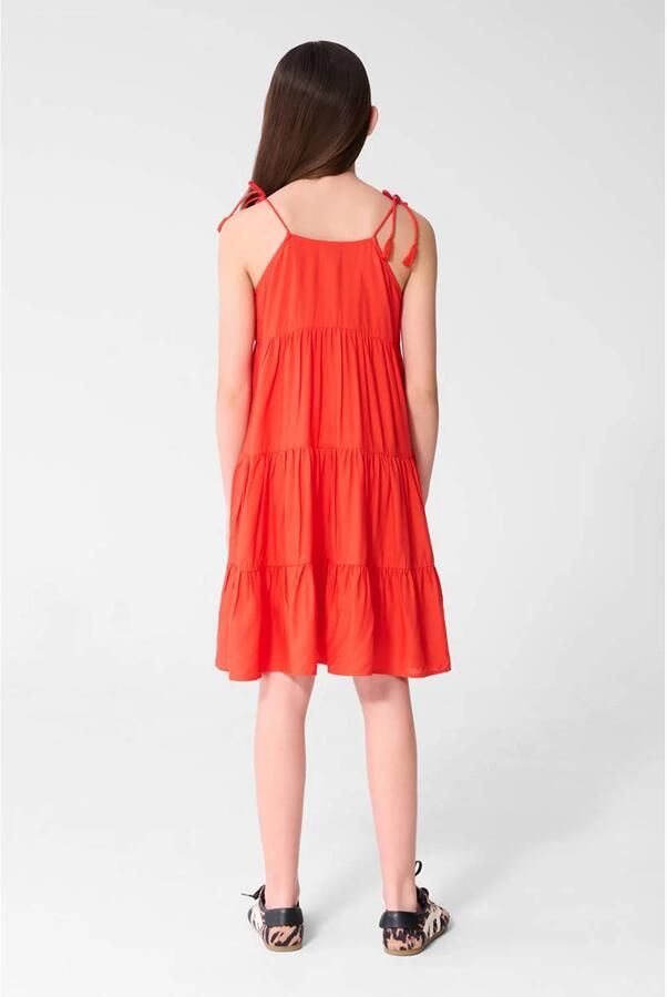 Shoeby midi zomerjurk met plooien rood - Foto 3