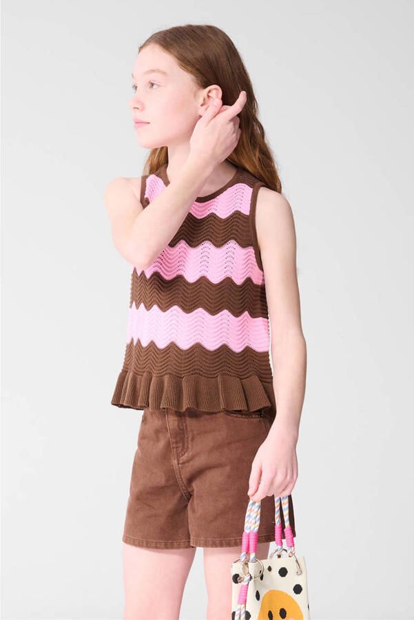 Shoeby mouwloze top gebreid bruin - Foto 2