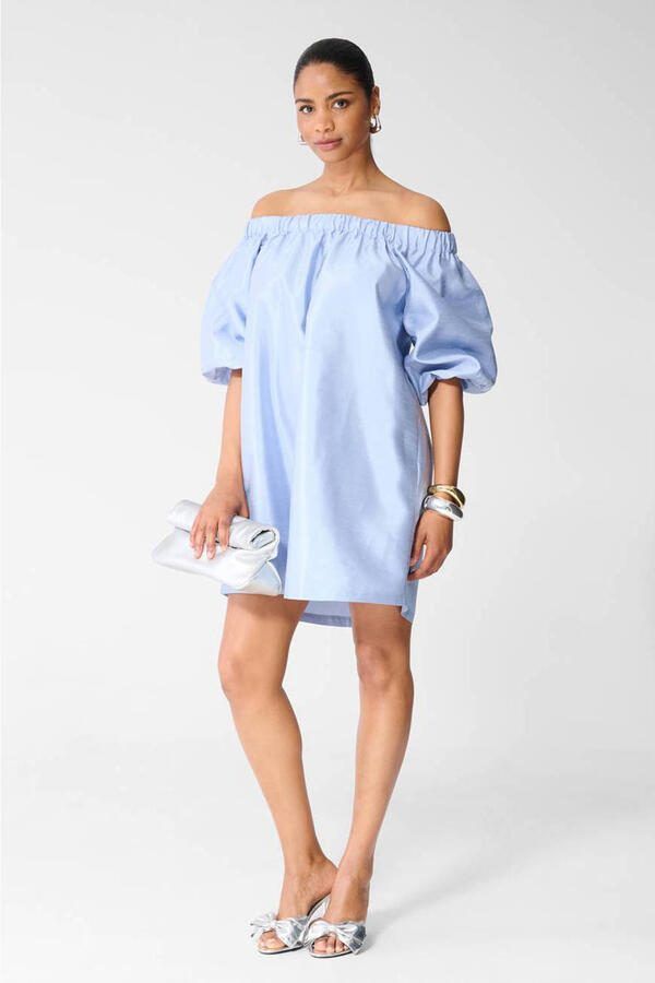 Shoeby off shoulder jurk lichtblauw - Foto 2